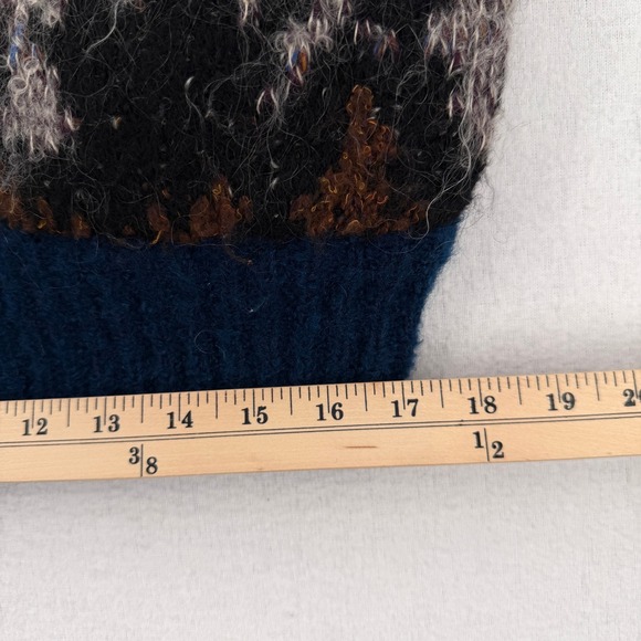 MISSONI UOMO Vintage 80s Cardigan Sweater Coat Mens Large Brown Blue Funnel Neck - Picture 4 of 16